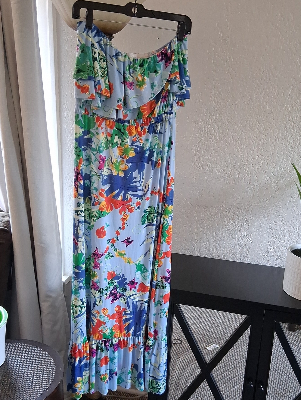 T-Bags Light Blue Floral Off-Shoulder Maxi Dress